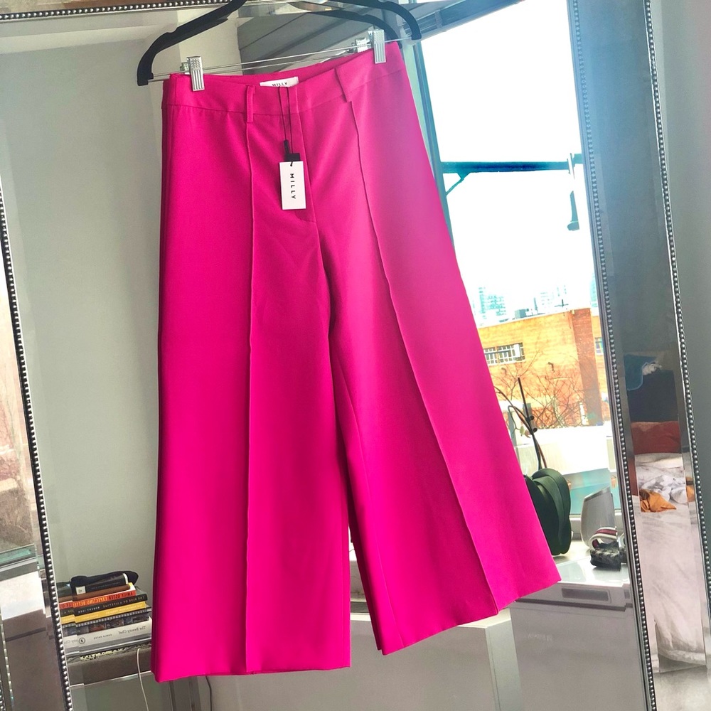 NWT Milly Cropped Pants size 0 color fuscia